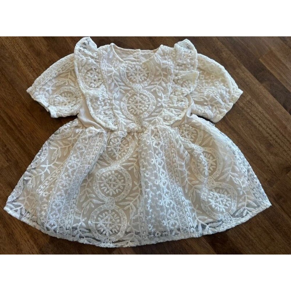 Baby Girls White Lace Embroidered Dress 9-12M